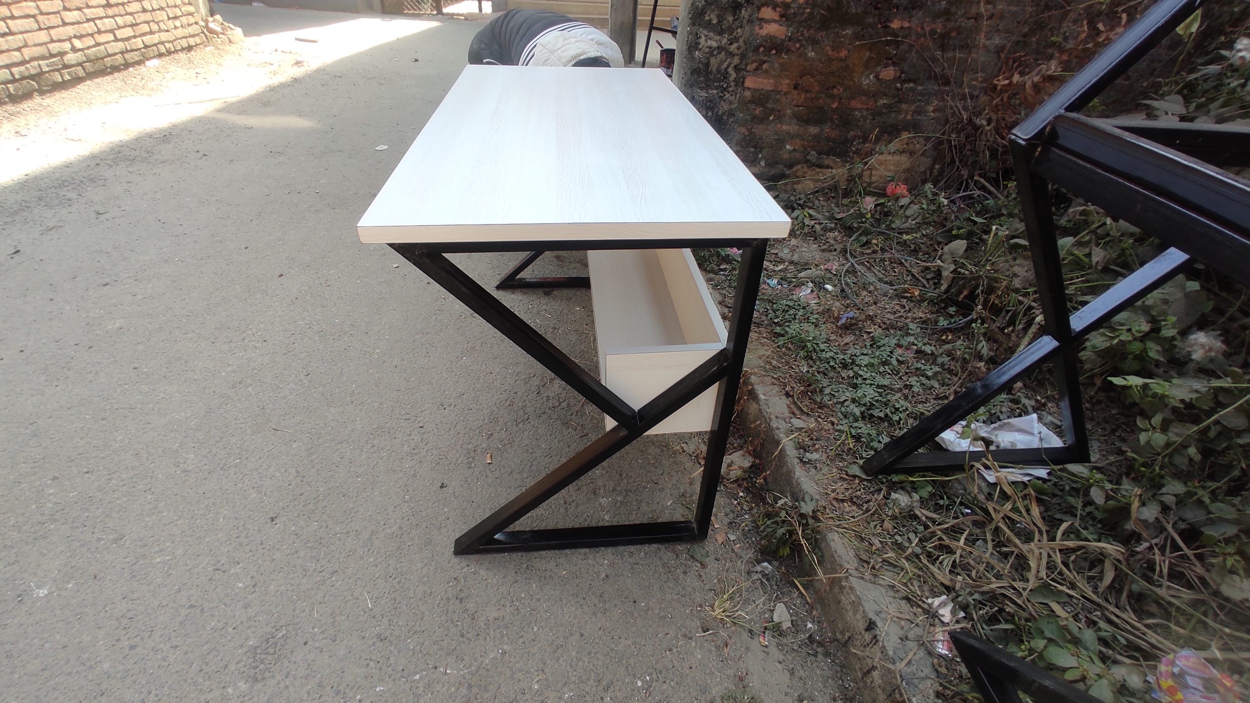 Table with bookshelf