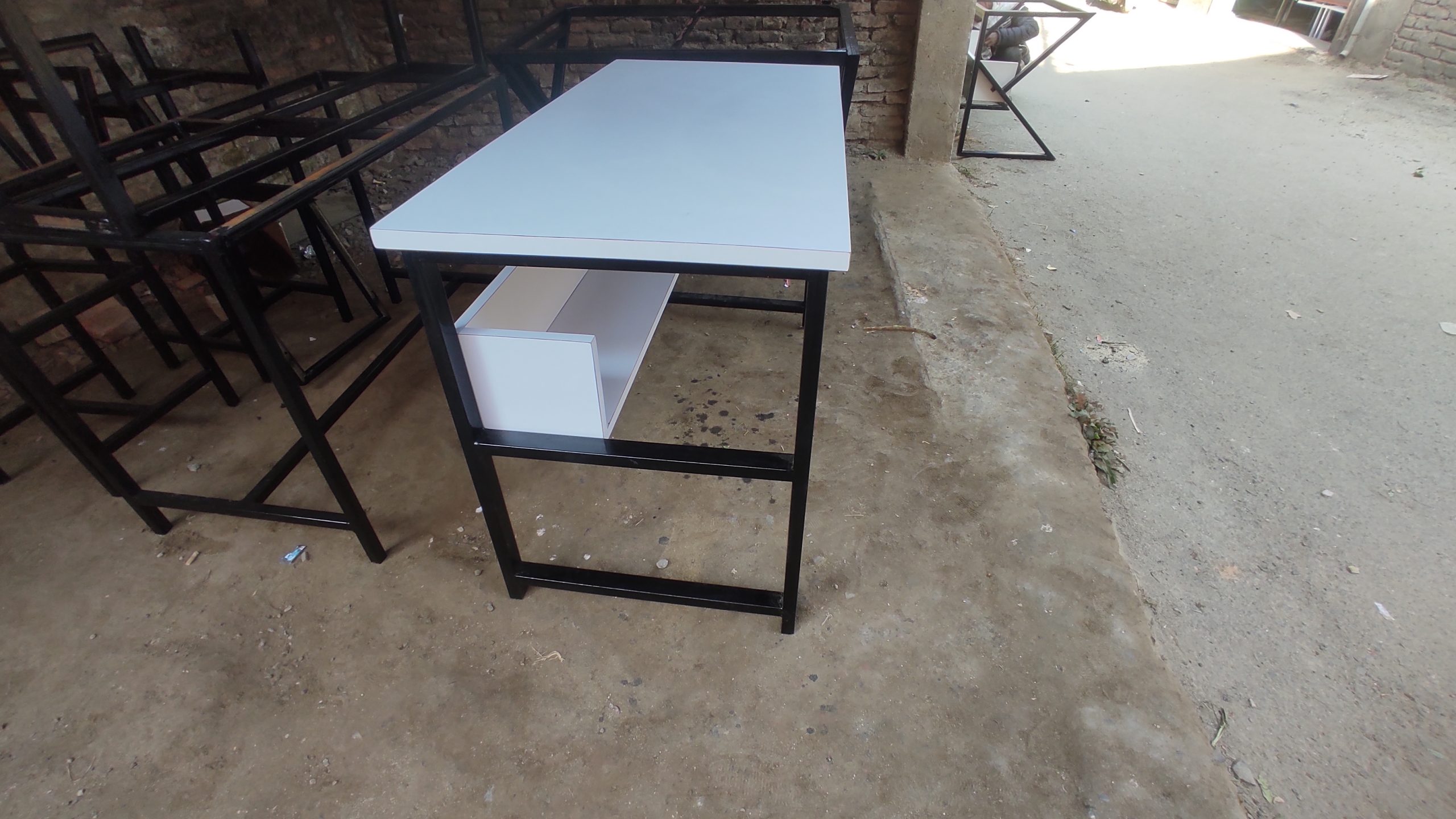 Table with bookshelf