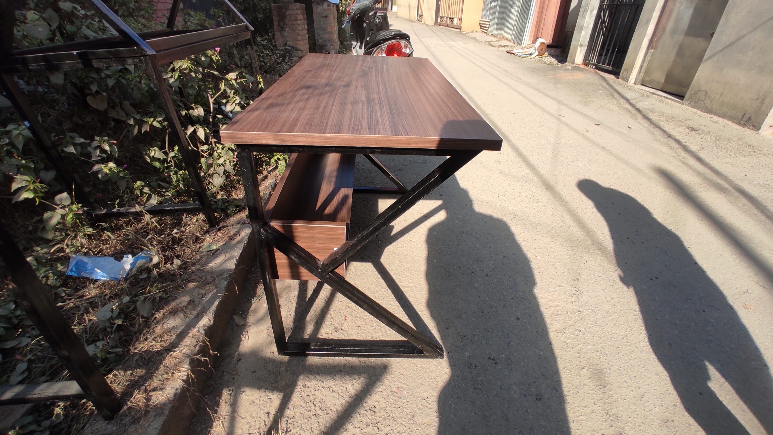 Table with bookshelf